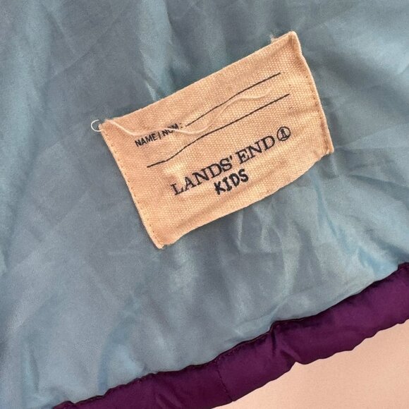 Lands End Kids Purple Puffer Vest Large 6X-7 Lightweight Quilted Outerwear Warm - Picture 6 of 8